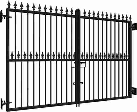 Heavy-duty bespoke metal estate gates featuring anti-climb spiked tops and reinforced steel frames for maximum security.