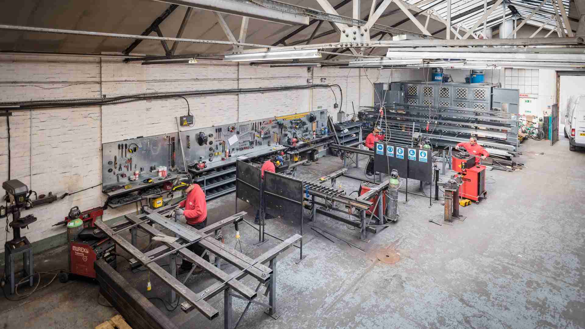Bespoke stainless steel handrail production and welding at the KP Engineering workshop in London